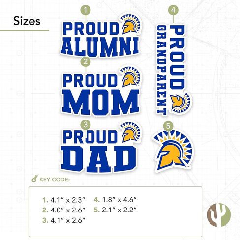 Desert Cactus San Jose State University SJSU Spartans Sticker Vinyl Secal Matop Botto Scrapbook (Family Full Sheet) in Kuwait