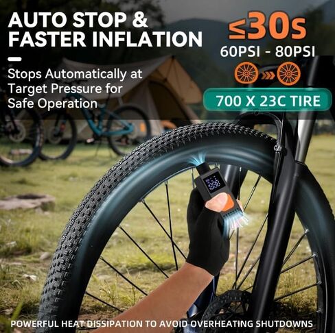 Yitamotor Max 150ppsi مضخة دراجة كهربائية مع مقياس مصغر ، ومضخة إطارات الدراجة المحمولة ، وكرات الهواء القابلة لإعادة شحنها مع Presta و Schrader Valve لدراجة MTB Road Bike Mountain وكرات in Saudi Arabia