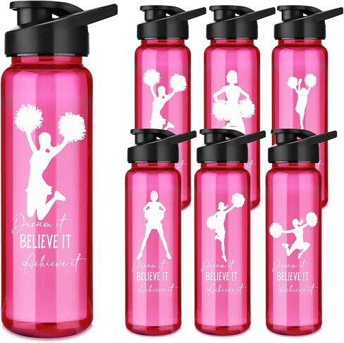 Inbagi 18 Pcs Cheerleader Gift Bulk for Girls Cheer Water Bottles Cheerleader Motivation 24 oz Water Bottle Rose Pink Plastic Sport Cups Appreciation Gift for Women Team Softball Volleyball, 6 Styles in Saudi Arabia