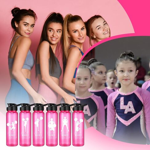 Inbagi 18 Pcs Cheerleader Gift Bulk for Girls Cheer Water Bottles Cheerleader Motivation 24 oz Water Bottle Rose Pink Plastic Sport Cups Appreciation Gift for Women Team Softball Volleyball, 6 Styles in Saudi Arabia
