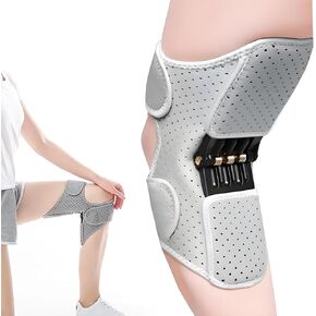 Spring-Powered Knee Support Brace - Boost Joint Assistance for Stairs, Squats & Daily Mobility - Ergonomic Patella Support with Adjustable Straps for Elderly & Active Adults（grey） in Saudi Arabia