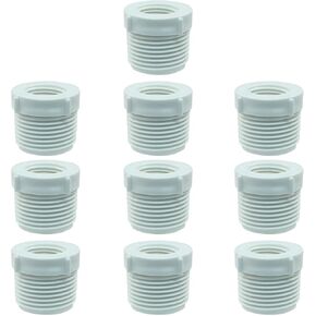 10 حزمة PVC مخفض جلبة ، 3/4 "ذكور الخيط إلى 1/2" محول الخيط الإناث اقتران pvc pipe تجهيزات لتوصيل الأنبوب الأبيض in Kuwait