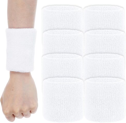 8Pcs Wrist Bands Tennis Wristbands, Wrists Sweatbands Sports Wristbands Absorbing Cotton Terry Cloths Arm Sweat Bands in Saudi Arabia