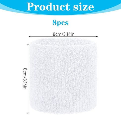 8Pcs Wrist Bands Tennis Wristbands, Wrists Sweatbands Sports Wristbands Absorbing Cotton Terry Cloths Arm Sweat Bands in Saudi Arabia
