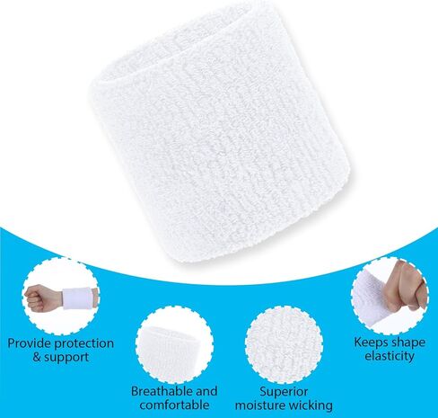 8Pcs Wrist Bands Tennis Wristbands, Wrists Sweatbands Sports Wristbands Absorbing Cotton Terry Cloths Arm Sweat Bands in Saudi Arabia