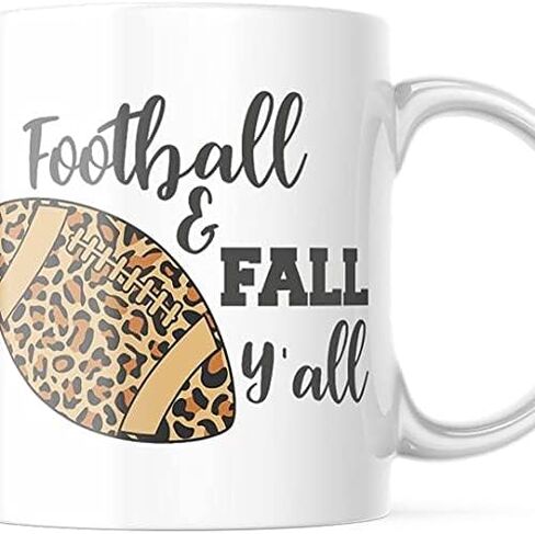 Football And Fall Y'all. White Ceramic Coffee Mug. Hot Chocolate Cup M768, 11 OZ in Saudi Arabia