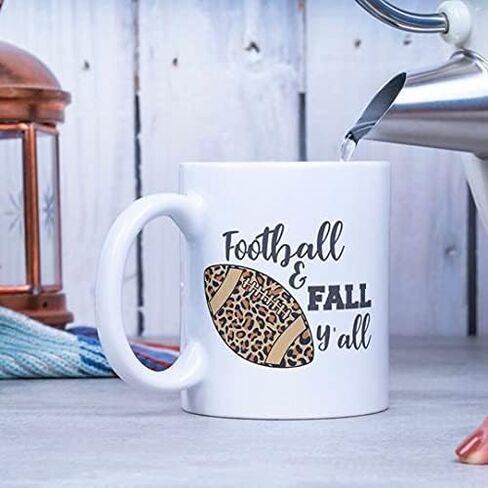 Football And Fall Y'all. White Ceramic Coffee Mug. Hot Chocolate Cup M768, 11 OZ in Saudi Arabia