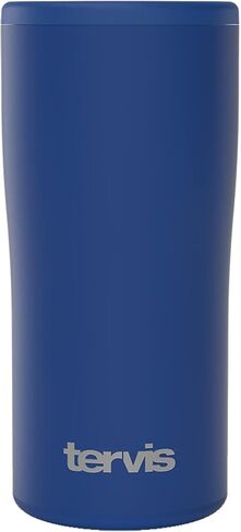 Tervis Deepwater Blue Powder Coated Triple Walled Insulated Tumbler Cup Keeps Drinks Cold & Hot, 12oz Slim Can Cooler, Deepwater Blue in Saudi Arabia