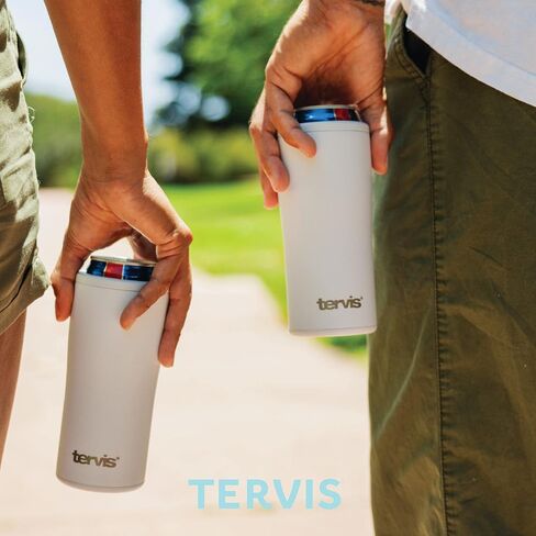 Tervis Deepwater Blue Powder Coated Triple Walled Insulated Tumbler Cup Keeps Drinks Cold & Hot, 12oz Slim Can Cooler, Deepwater Blue in Saudi Arabia
