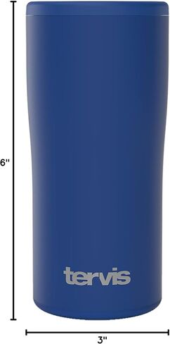 Tervis Deepwater Blue Powder Coated Triple Walled Insulated Tumbler Cup Keeps Drinks Cold & Hot, 12oz Slim Can Cooler, Deepwater Blue in Saudi Arabia