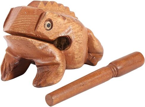 Walfront Thailand Wooden Lucky Frog Incussion Instruments Wooden Frog Home Office Office Orge Strenaments Crowaking Musical Musical (رقم 5 15.6 سم) in Saudi Arabia