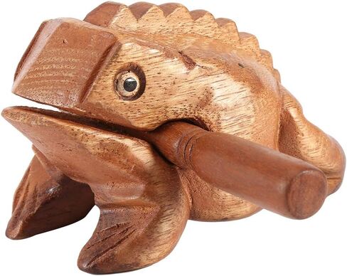 Walfront Thailand Wooden Lucky Frog Incussion Instruments Wooden Frog Home Office Office Orge Strenaments Crowaking Musical Musical (رقم 5 15.6 سم) in Saudi Arabia