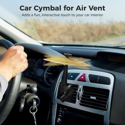 2 PCS Car Crash Cymbals, Car Cymbal Air Vent Decor, Golden & Silver Metal Drum Cymbals with Adjustable Arm, Hook-Mounted for Horizontal & Vertical Vents, Fun Car Ornament for Music Lovers in Saudi Arabia