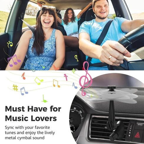 2 PCS Car Crash Cymbals, Car Cymbal Air Vent Decor, Golden & Silver Metal Drum Cymbals with Adjustable Arm, Hook-Mounted for Horizontal & Vertical Vents, Fun Car Ornament for Music Lovers in Saudi Arabia