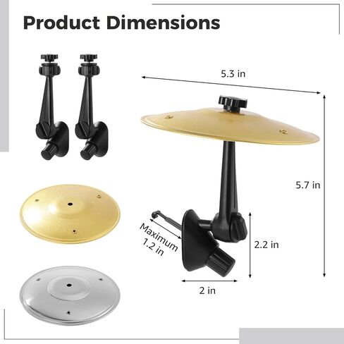 2 PCS Car Crash Cymbals, Car Cymbal Air Vent Decor, Golden & Silver Metal Drum Cymbals with Adjustable Arm, Hook-Mounted for Horizontal & Vertical Vents, Fun Car Ornament for Music Lovers in Saudi Arabia