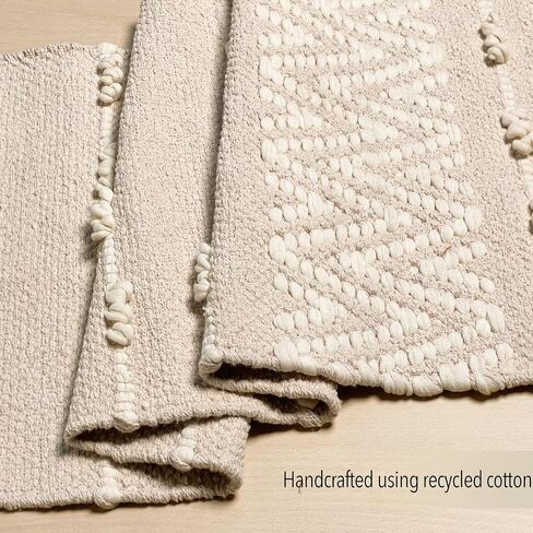 Chardin Home 13x72 Inch Ivory Sevily Table Runner ، ديكور بوهيمي مصنوع من الناحية الحرفية ، عداءات الطاولة الطبيعية لغرفة الطعام ، أسلوب بوهو الأنيق ، مثالي للديكور المنزلي الريفي والحديث in Kuwait