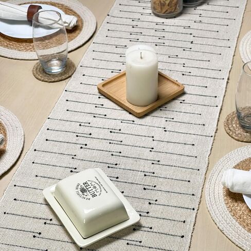 Chardin Home 13x72 Inch Ivory Sevily Table Runner ، ديكور بوهيمي مصنوع من الناحية الحرفية ، عداءات الطاولة الطبيعية لغرفة الطعام ، أسلوب بوهو الأنيق ، مثالي للديكور المنزلي الريفي والحديث in Kuwait