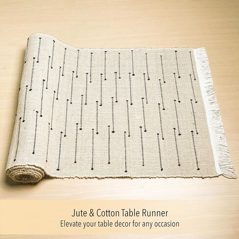Chardin Home 13x72 Inch Ivory Sevily Table Runner ، ديكور بوهيمي مصنوع من الناحية الحرفية ، عداءات الطاولة الطبيعية لغرفة الطعام ، أسلوب بوهو الأنيق ، مثالي للديكور المنزلي الريفي والحديث in Kuwait