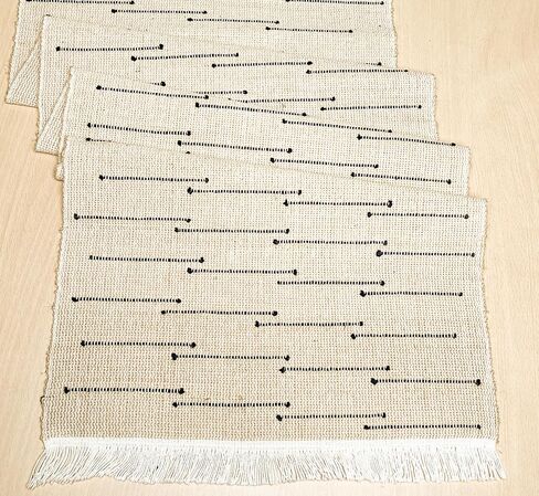 Chardin Home 13x72 Inch Ivory Sevily Table Runner ، ديكور بوهيمي مصنوع من الناحية الحرفية ، عداءات الطاولة الطبيعية لغرفة الطعام ، أسلوب بوهو الأنيق ، مثالي للديكور المنزلي الريفي والحديث in Kuwait