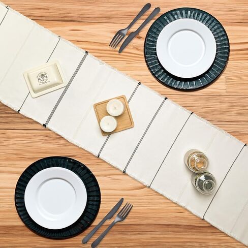 Chardin Home 13x72 Inch Ivory Sevily Table Runner ، ديكور بوهيمي مصنوع من الناحية الحرفية ، عداءات الطاولة الطبيعية لغرفة الطعام ، أسلوب بوهو الأنيق ، مثالي للديكور المنزلي الريفي والحديث in Kuwait