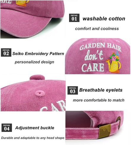 شعر الحديقة لا يهتم بقبعات للنساء أمي ، قبعة البستنة ، قبعة البيسبول البستنة المقدمة من القطن المغسول in Kuwait