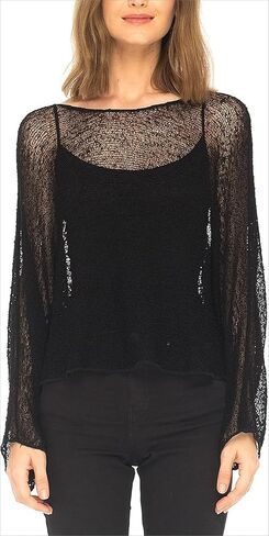 Amiblvowa Women Sheer Poncho Top Knit Crochet See Through Shrug Y2K Asymmetrical Mesh Shawl Beach Cover Up Lightweight Cape in Saudi Arabia