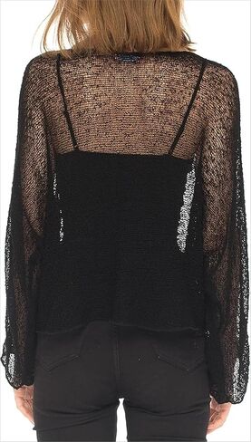 Amiblvowa Women Sheer Poncho Top Knit Crochet See Through Shrug Y2K Asymmetrical Mesh Shawl Beach Cover Up Lightweight Cape in Saudi Arabia