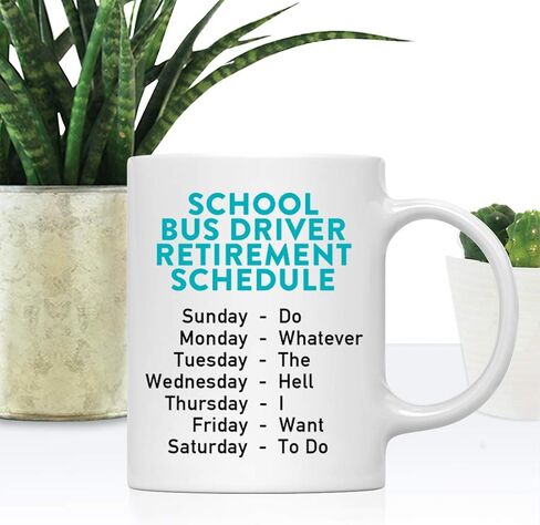 Andaz Press Funny Retirement 11oz. Coffee Mug Gag Gift, School Bus Driver Retirement Schedule, 1-Pack, Coworker Boss Family Christmas Ideas, with Gift Box in Saudi Arabia
