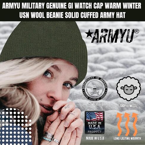 Armyu Military Gi Watch Cap دافئة شتاء USN الصوف قبعة القبعة القبعة المكبة الصلبة in Kuwait