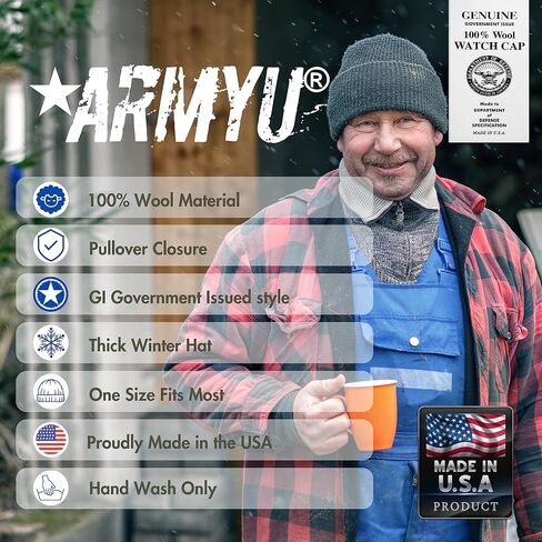 Armyu Military Gi Watch Cap دافئة شتاء USN الصوف قبعة القبعة القبعة المكبة الصلبة in Kuwait