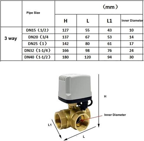 1-1/4'' Three Way Waterproof Motorized Ball Valve 220V 12V 24V L Type Brass Electric Ball Valve(12V-CR03) in Saudi Arabia