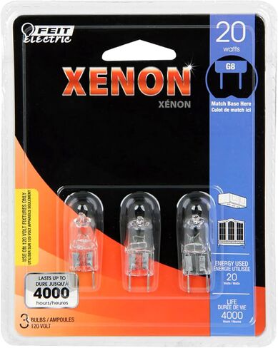 Feit Electric BPXN20/G8/3 زينون 20 وات، 120 فولت قاعدة G8، 3 عبوات in Kuwait