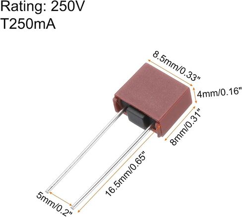 UXCELL 10pcs Diped Miniature Miniature Square Speed ​​Blow Fuse Fuse for Brags Electronic PCB LCD Repair ، T250MA 250M 250V ، Red in Saudi Arabia