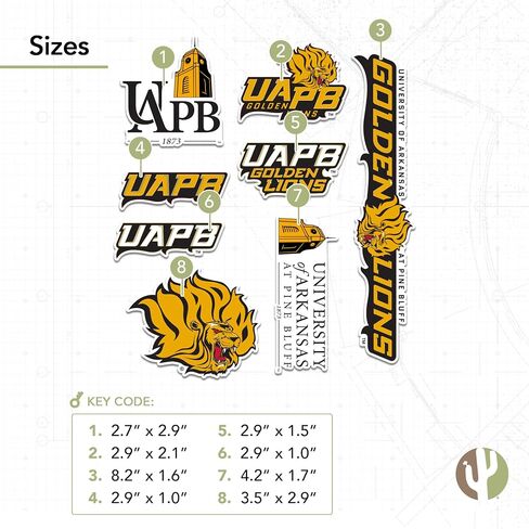 Desert Cactus University of Arkansas at Pine Bluff Sticker Arkansas-Pine Bluff Golden Lions Vinyl Decal Laptop Water Bottle Car Scrapbook Sheet (Type 2) in Saudi Arabia