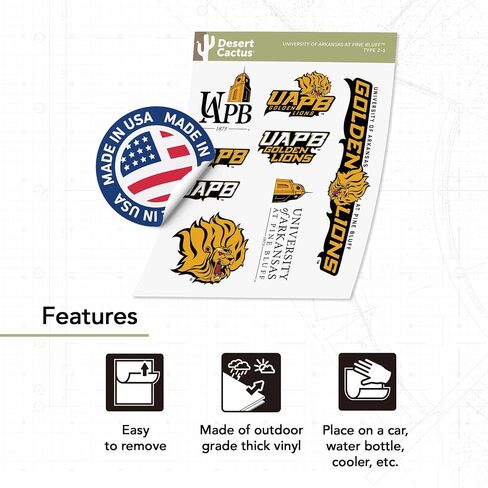 Desert Cactus University of Arkansas at Pine Bluff Sticker Arkansas-Pine Bluff Golden Lions Vinyl Decal Laptop Water Bottle Car Scrapbook Sheet (Type 2) in Saudi Arabia