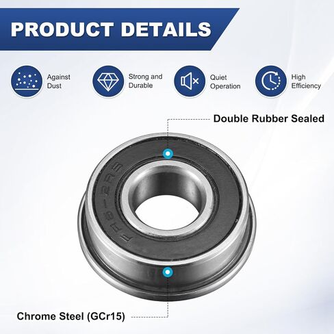 4-Pack FR6-2RS محمل كرة محفور ، 3/8 "× 7/8" × 2/7 "مزدوج الختم المطاطي كروم (GCR15) in Saudi Arabia