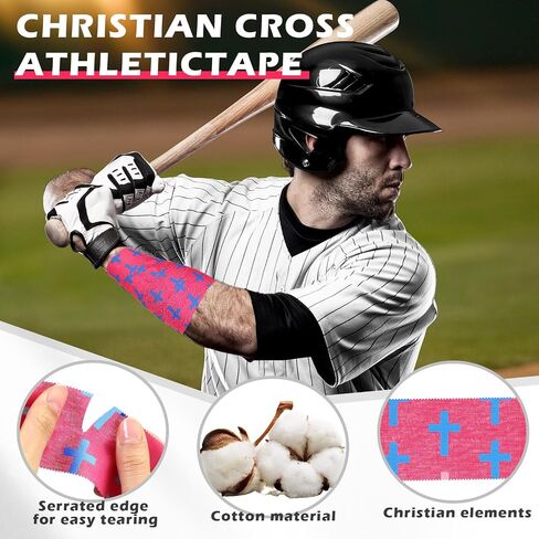Trelaco 1 PCS Wrist Tape Baseball Cross Athletic 2in x 23ft Cotton Cross Tape Serrated Rected Tover for Fingers Orgers Ember Wrap ، Football Baseball Hockey Soccer (Rose Red) in Saudi Arabia