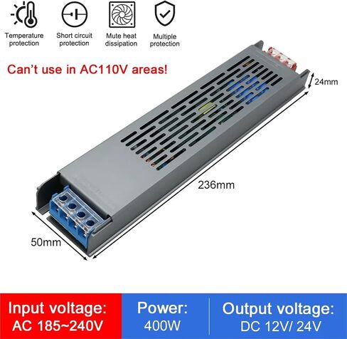 LED Power Supply 24V 12V AC DC محول LED DRIVER 60W 120W 200W 300W 400W Super Thin LED Strip Lighting 220V (120W ، DC 24V) in Saudi Arabia