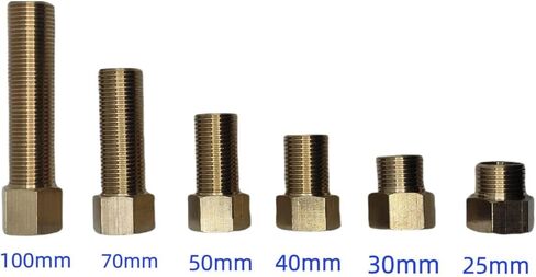 6pcs 1/2 "g female to 1/2" g male thread brass hex pipe forting ، 25mm/30mm/40mm/50mm/70mm/100mm ، in Kuwait