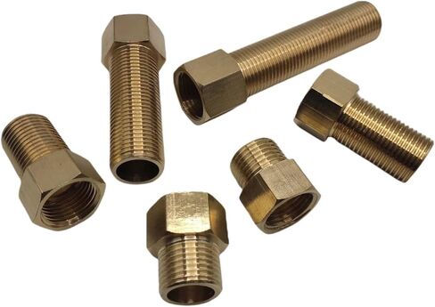 6pcs 1/2 "g female to 1/2" g male thread brass hex pipe forting ، 25mm/30mm/40mm/50mm/70mm/100mm ، in Kuwait