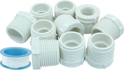 10 حزمة PVC مخفض جلبة ، 3/4 "ذكور الخيط إلى 1/2" محول الخيط الإناث اقتران pvc pipe تجهيزات لتوصيل الأنبوب الأبيض in Kuwait