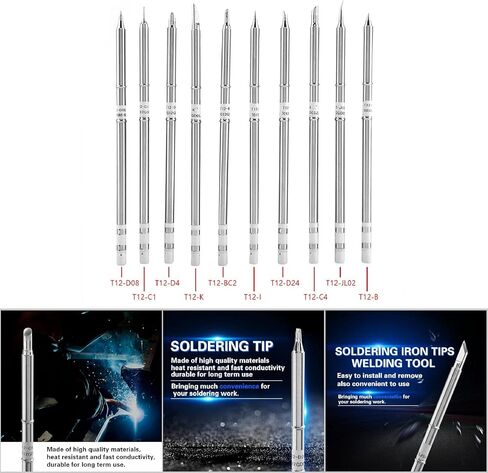 Hakko Fx-951 Tips T12 Soldering Station T12 Series Soldering Iron Tips Solder Welding Tool Replacement Tips for FX-951 Rework Station(10PCS) in Saudi Arabia