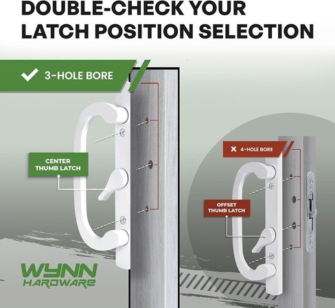8.5" Legacy Sliding Patio Glass Door Center Latch White Handle Set Replacement - Sash Controls 2265 - Mortise Type, Fits 3-15/16" Screw Hole Spacing and Fits 1-1/4" to 2-1/4" Door Thickness in Saudi Arabia
