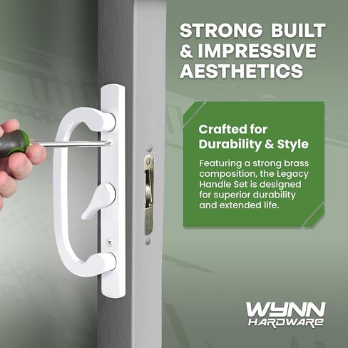 8.5" Legacy Sliding Patio Glass Door Center Latch White Handle Set Replacement - Sash Controls 2265 - Mortise Type, Fits 3-15/16" Screw Hole Spacing and Fits 1-1/4" to 2-1/4" Door Thickness in Saudi Arabia