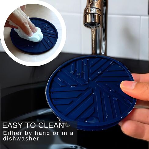 مجموعة قواعد أكواب Angardy Homeware مكونة من 6 - قواعد أكواب غير قابلة للانزلاق للمشروبات - سيليكون - قواعد ماصة بأنماط حديثة وأخدود وحامل معدني ذهبي - أسود - هدية الانتقال لمنزل جديد - ديكور المنزل in Saudi Arabia