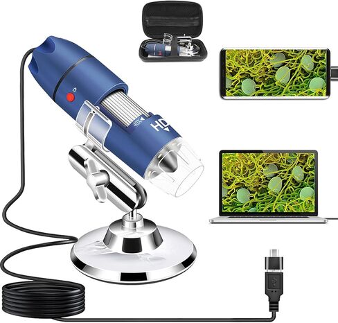 كاميرا مجهر USB 2560x1440P 2K من كايندا لاندرويد ويندوز 7 8 10 11 لينكس ماك، مجهر رقمي 40X الى 1000X مع حامل وشنطة حمل، مجهر عملات محمول للبالغين والاطفال والطلاب in Kuwait