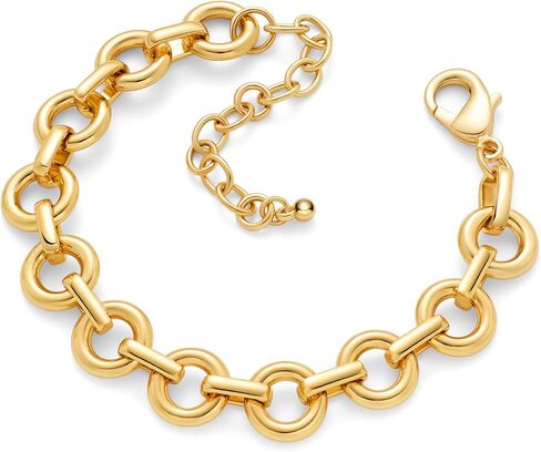 Two Tone Paperclip Link Chain Bracelet for Women Men Gold And Silver Bracelet Chunky Thick Large Link Chain Bracelet Fashion Unisex Jewelry in Saudi Arabia