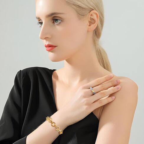 Two Tone Paperclip Link Chain Bracelet for Women Men Gold And Silver Bracelet Chunky Thick Large Link Chain Bracelet Fashion Unisex Jewelry in Saudi Arabia