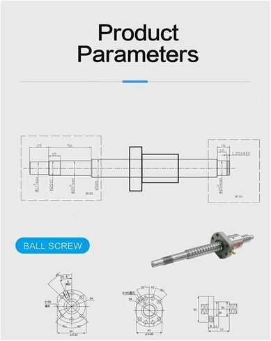 RM2505 BallScrew SFU2505 200-2550 mm 25mm Ball Screw C7 with 2505 2510 Flange Single/Double Nut BK/BF20(DFU2505 Double Nut,600mm) in Saudi Arabia