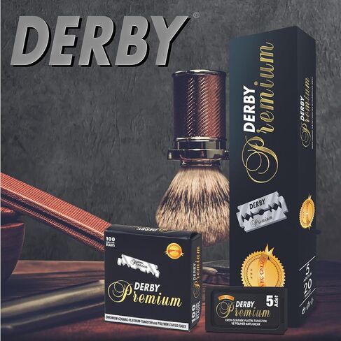 Derby Premium Single Edge Razor Blades, Razor Blades, Single Edge, Ultra Sharp, Chromium - Ceramic - Platinum - Tungsten and Polymer Coated Edges (3) in Kuwait